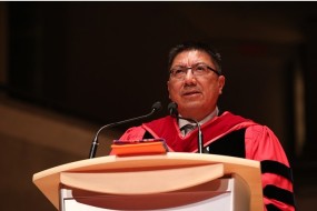 This is a photograph of Nishnawbe Aski Nation Grand Chief, Alvin Fiddler, bringing the tragic story of Charlie “Chanie” W