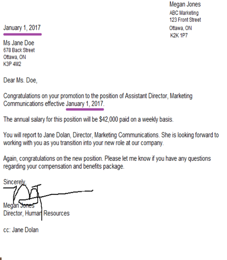 Image of business letter.