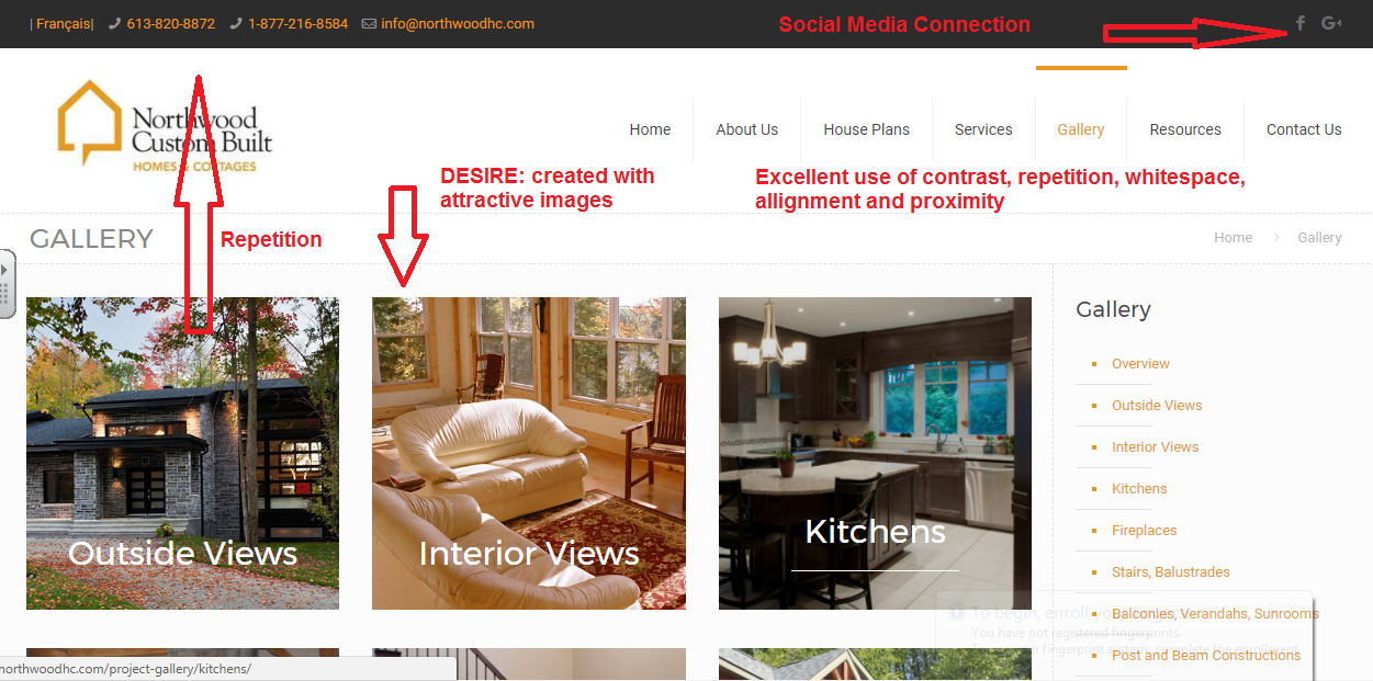 Image of different design elements of a web page.