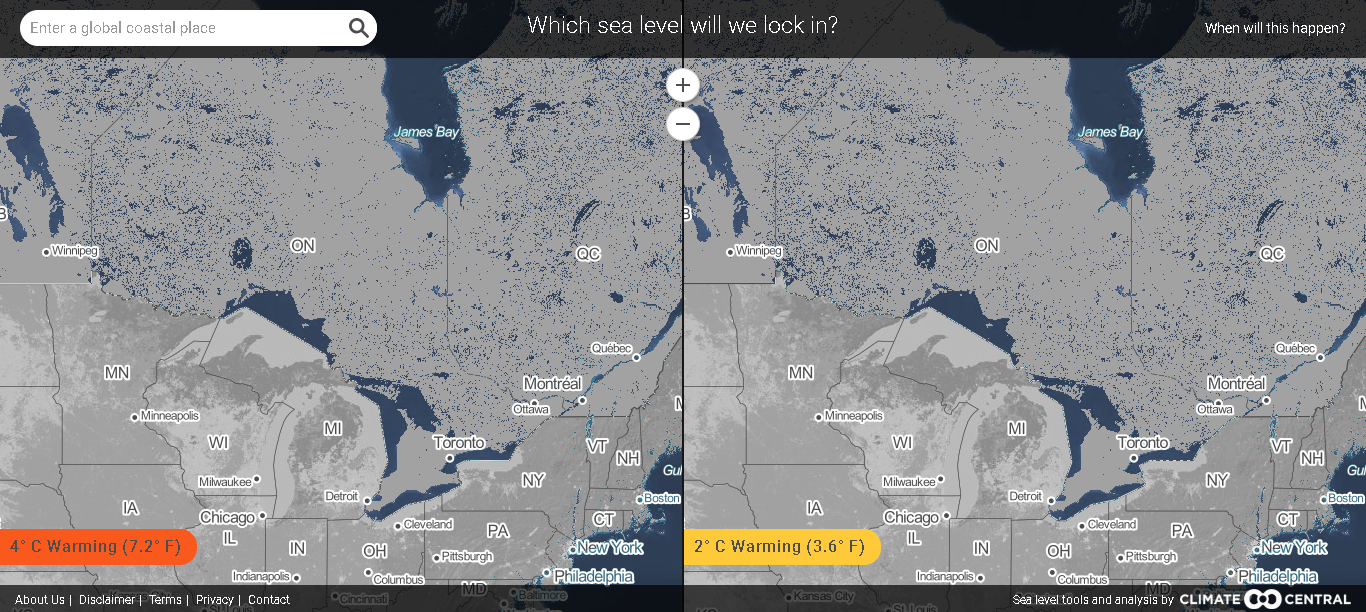 This is a screen capture of the link showing a sea level map.