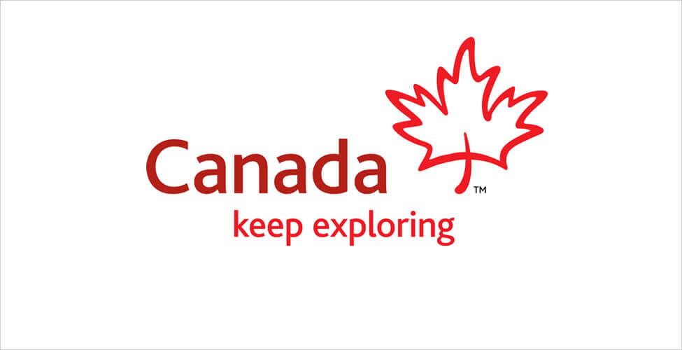 This is a logo with a maple leaf and the words that say ‘Canada keep exploring’.