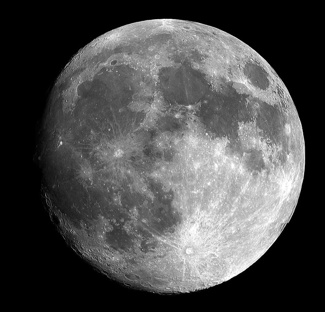 This is a photograph of the moon with the craters visible.
