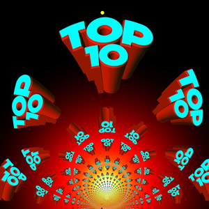The title Top 10 is featured repeatedly in a colourful poster.