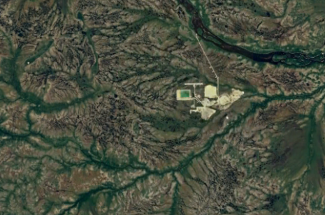 This is a google map image of the Victor Diamond Mine in Northern Ontario