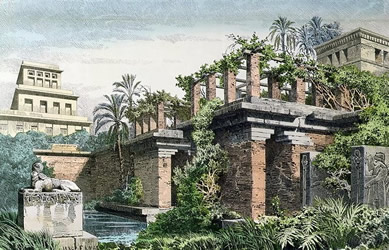 This is a painting by Ferdinand Knab of the Hanging Garden of Babylon. 