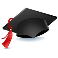 This is an image of a graduation cap. It has a red tassel
