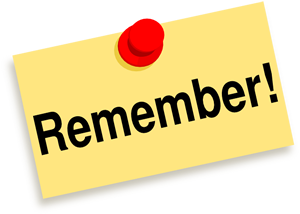 This is a picture of a note that is posted to a bulletin board with a red push pin. The note says “Remember!”
