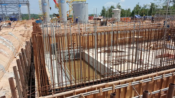 This is an image of a building site where a foundation is being laid.