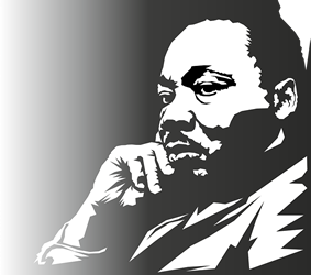 This is an image of a drawing of Martin Luther King, Jr. in a thinking pose.
