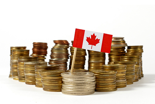 This is an image of stacks of Canadian coins.
