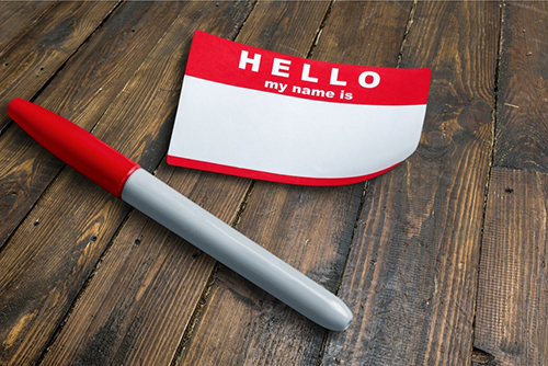 This is an image of a blank name tag.