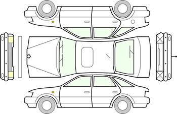 This is a car image as flat cutouts.