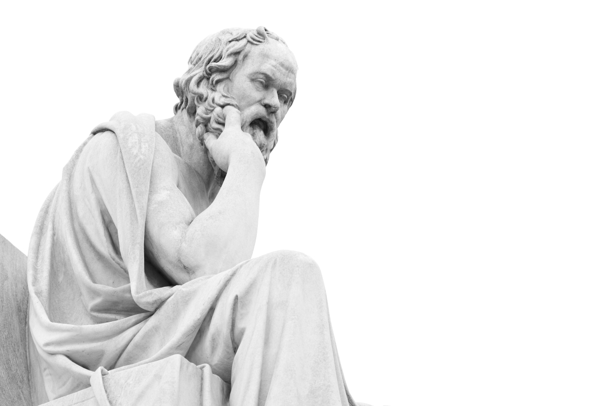 This is an image of a statue of Socrates at the Athens Academy.