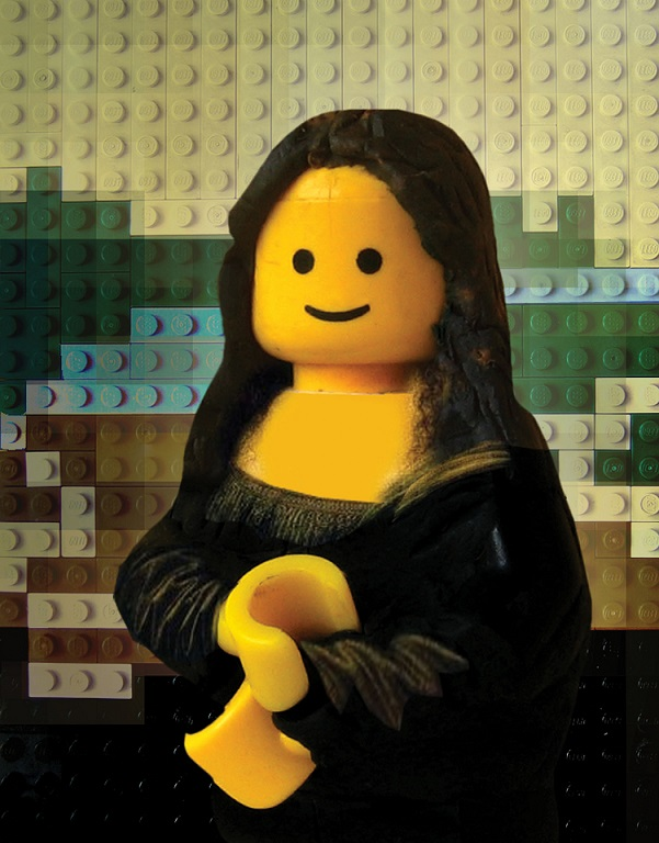 This Lego Mona Lisa is one of many humorous appropriations of the Mona Lisa made by various artists.