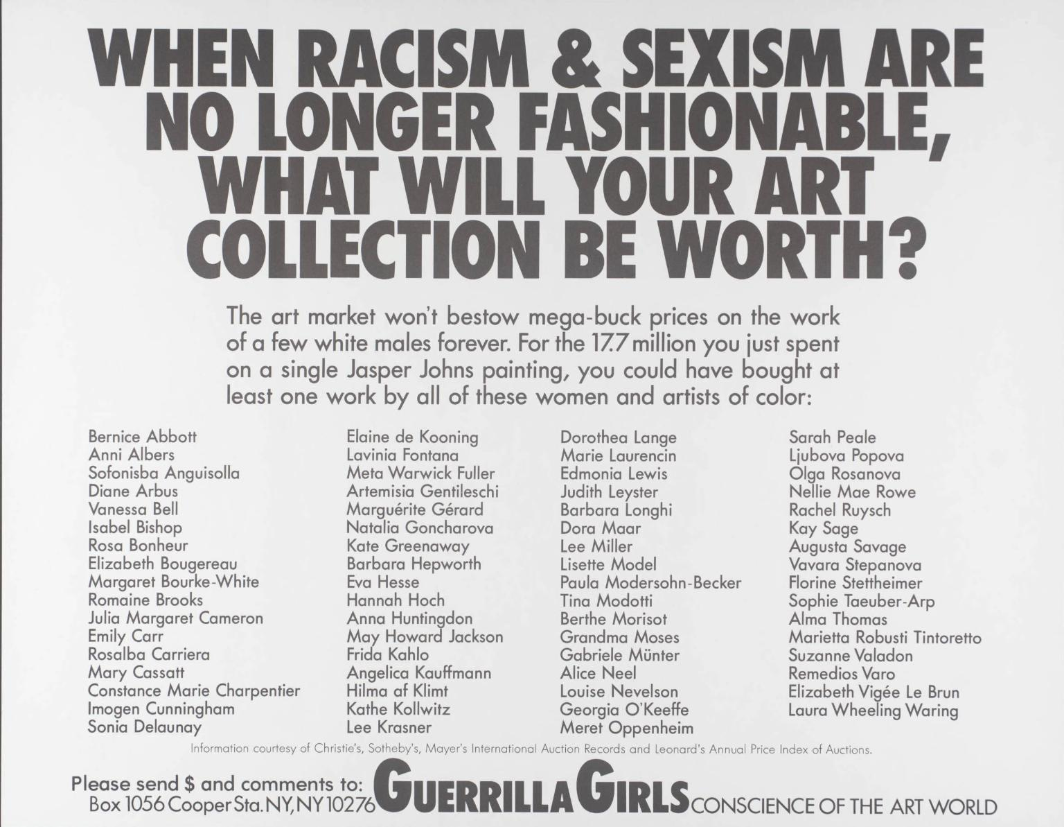 This is an image of a poster by the Guerrilla GIrls.