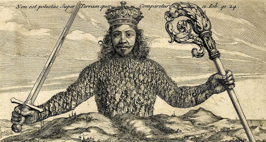 This is an image of a giant king, made up of tiny humans. This was Hobbes’ concept of a leviathan.