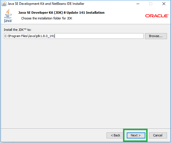 This is an image showing where the JDK should be installed to.