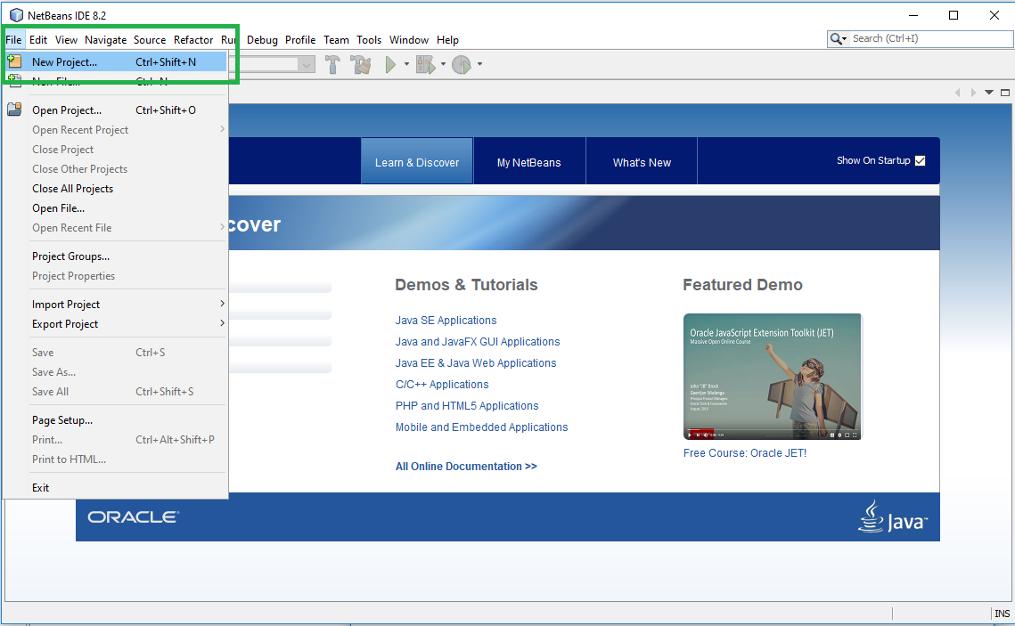 An image showing how to start a new project.