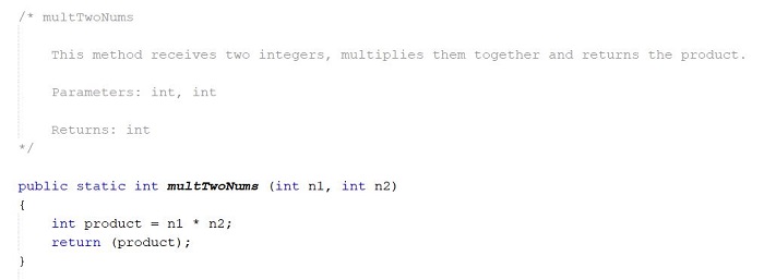 This is an image of a source code showing a method with appropriate documentation.