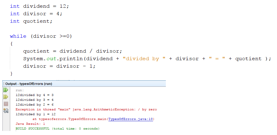 This is an image of source code showing a run-time error.