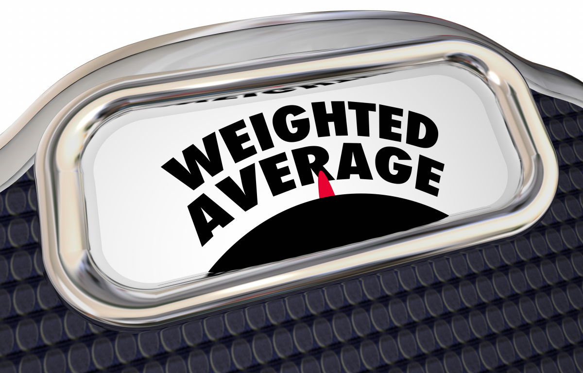 This is an image of a scale with the words 'Weighted Average'.
