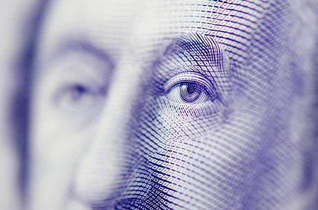 This is a closeup of a ten dollar bill.