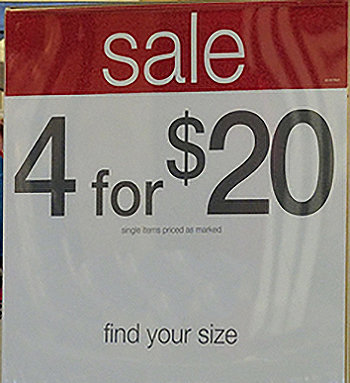 This is an image showing 4 for $20.00.
