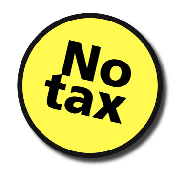 This is an image of a sign for a No Tax sale.