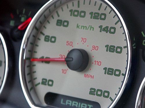 This is a photograph of a speedometer.