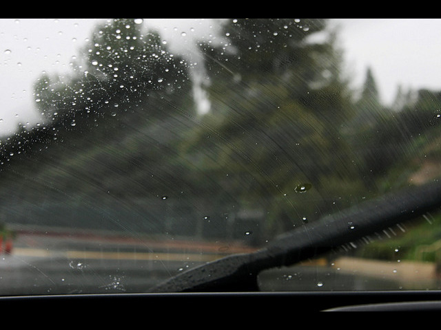 This is an image of windshield wipers leaving streaks on a windshield.