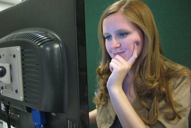 This is an image a lady doing research.