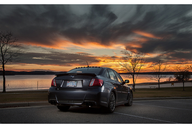 This is an image of a vehicle in front of sunset.