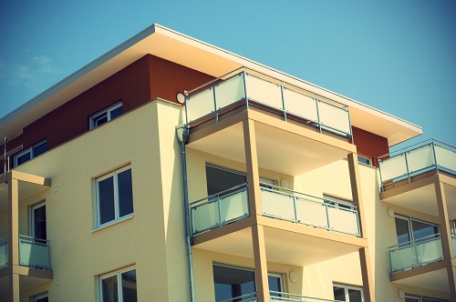 Image of an apartment balcony on a building with only 5 floors.