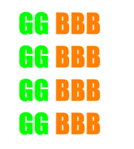 This is an image showing 8 letter g's and 12 letter B's.