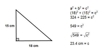 ​  An image of a triangle and calculations shown to show the pythagorean theorem. [Click and drag to move] ​