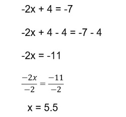 An image showing how the value of x can be calculated to be 5.5.