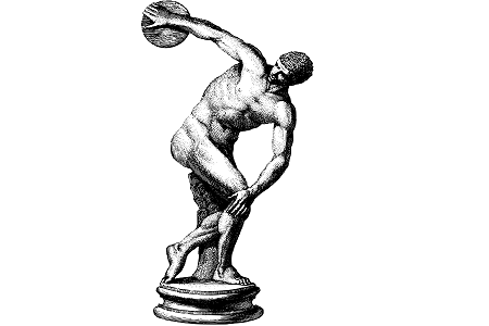 Ancient Greek male in the ready pose to throw a discus.