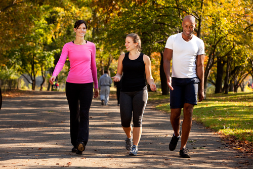 This is an image of three people going for a walk.