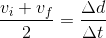 \frac{v_{i}+v_{f}}{2}=\frac{\Delta d}{\Delta t}