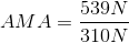 AMA=\frac{539N}{310N}