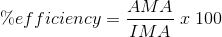 \%efficiency=\frac{AMA}{IMA}\; x\; 100