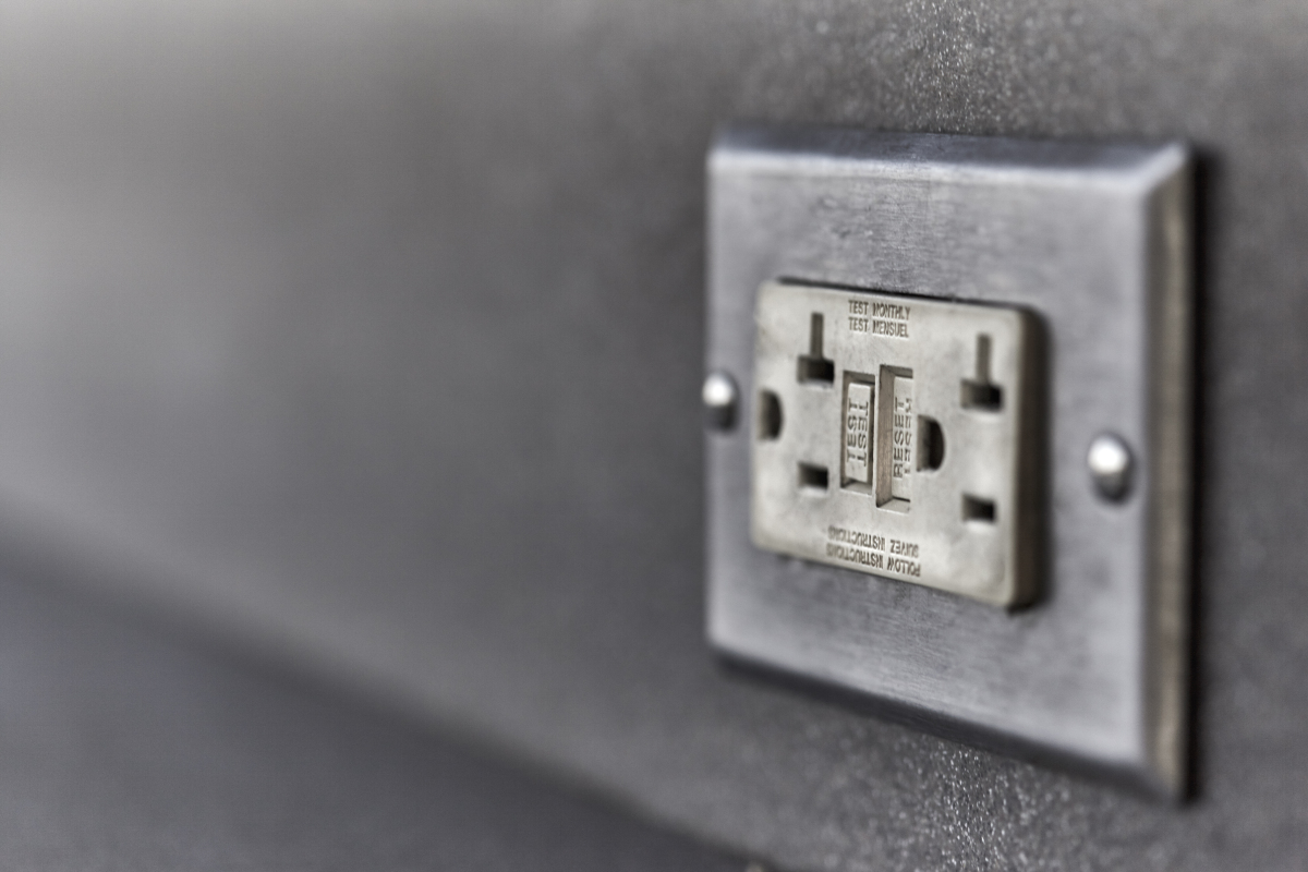 This image depicts a ground fault circuit interrupter outlet 