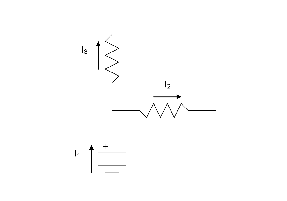  This image depicts a node between three components in a circuit.