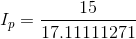 I_{p}=\frac{15}{17.11111271}