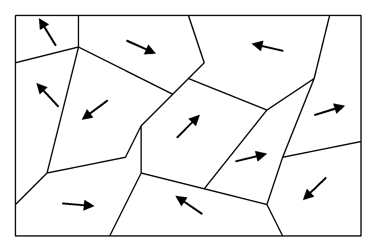 This image depicts disordered domains in a ferromagnetic material.